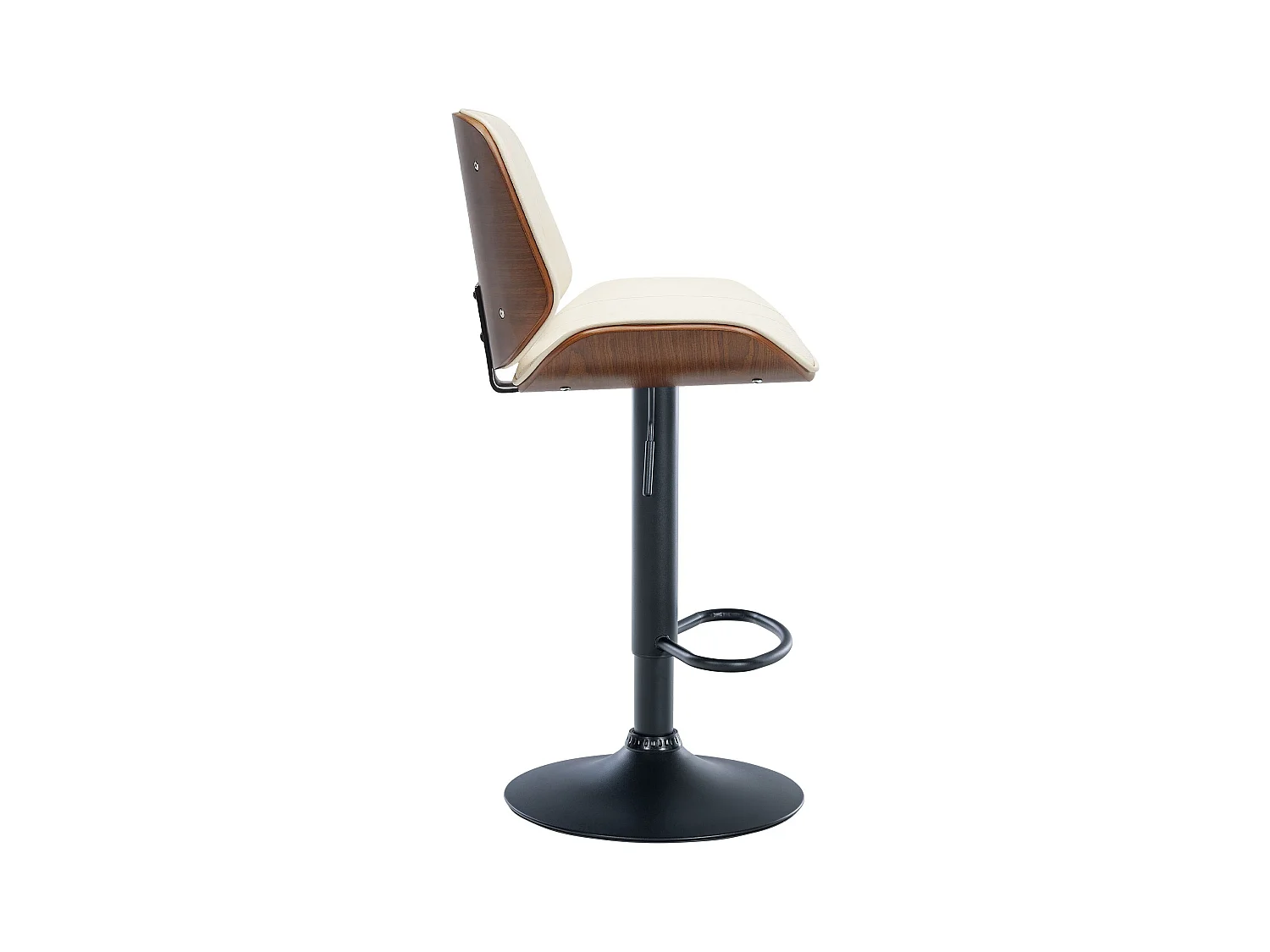 Lot de 2  Tabouret de bar - Similicuir - Noyer / Crème - Nova