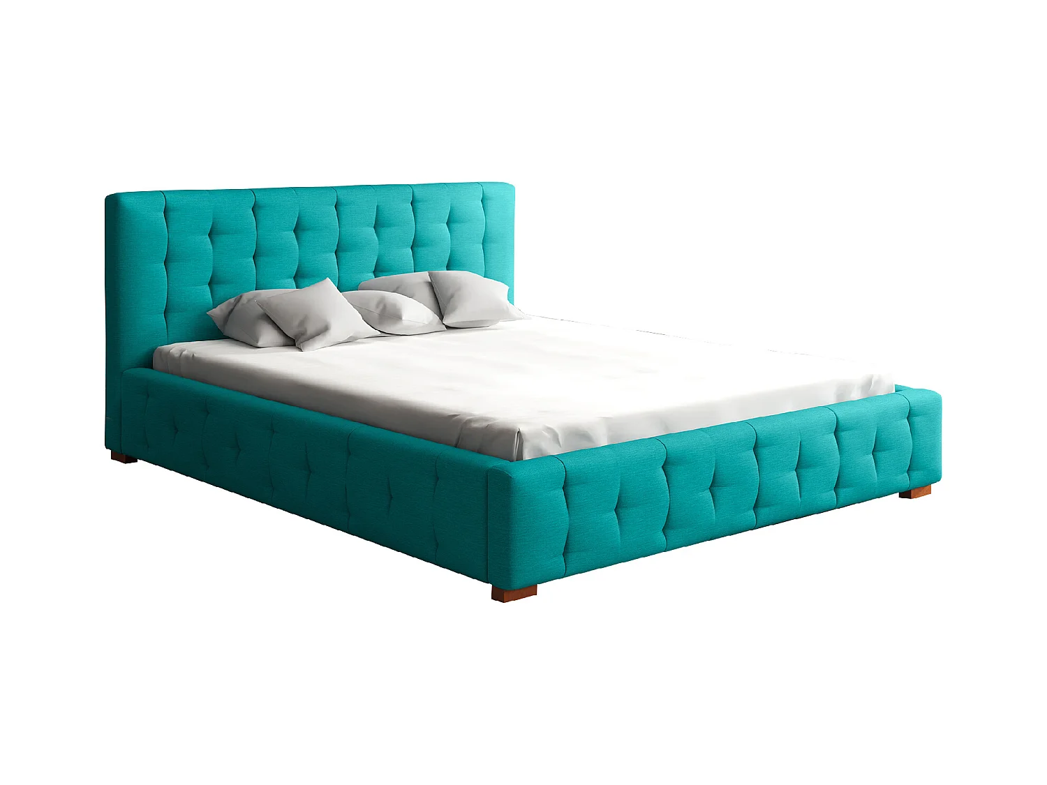LIT TAPISSÉ avec coffre de lit et matelas Presto 140x200 cm, Orinoco 85 (Bleu turquoise)