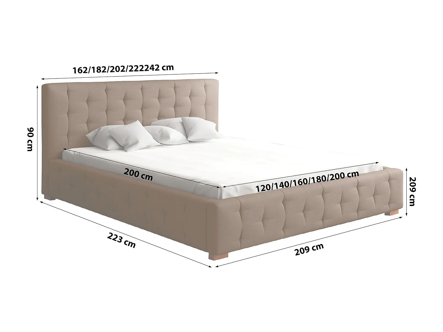 LIT TAPISSÉ avec coffre de lit et matelas Presto 120x200 cm, Orinoco 29 (Brun)