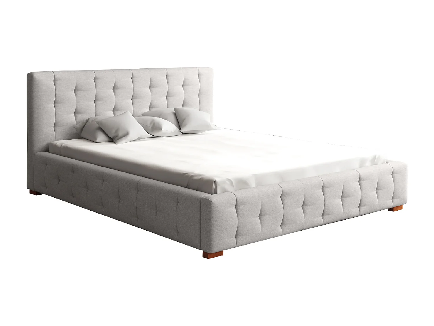 LIT TAPISSÉ avec coffre de lit et matelas Presto 200x200 cm, Orinoco 21 (Gris clair)