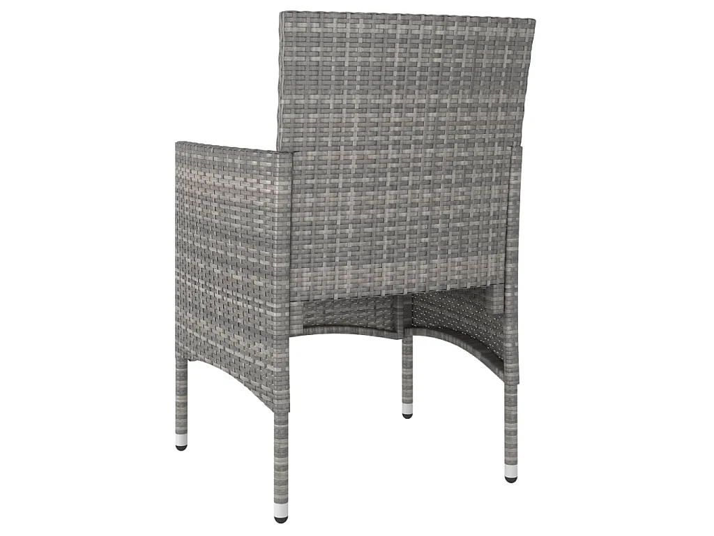 4-tlg. Gartenstuhl und Hocker Set Poly Rattan Grau