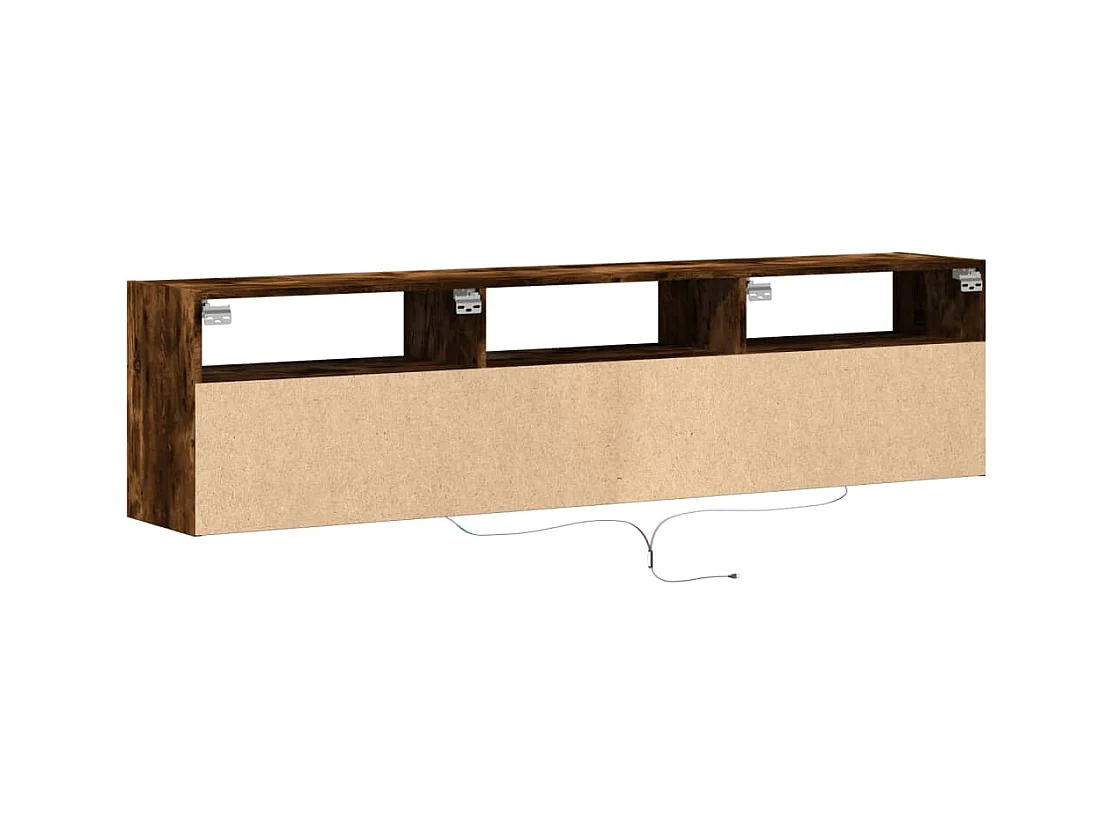 Meuble TV mural avec LED chêne fumé 180x31x45 cm
