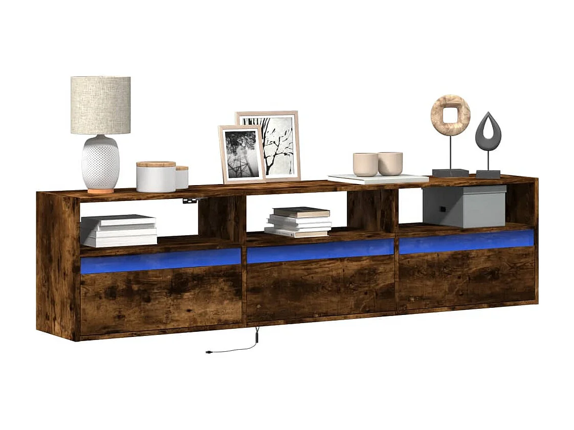 Tv-wandmeubel met LED-verlichting 180x31x45 cm gerookt eiken