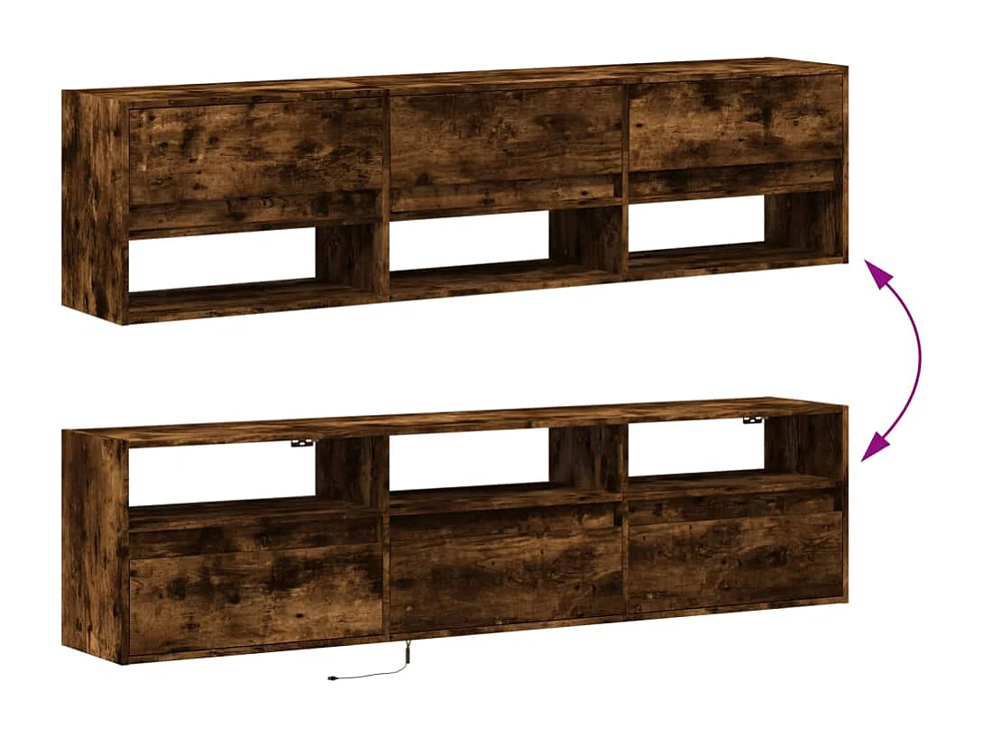 Tv-wandmeubel met LED-verlichting 180x31x45 cm gerookt eiken