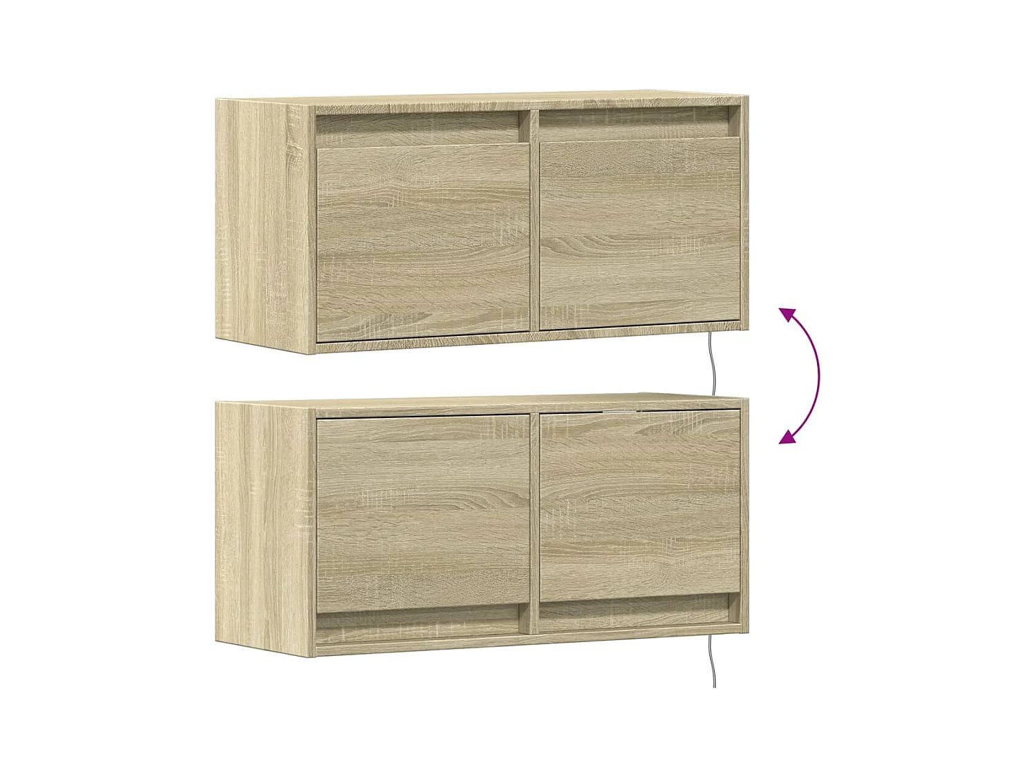 Meuble TV mural avec lumières LED chêne sonoma 80x31x35 cm