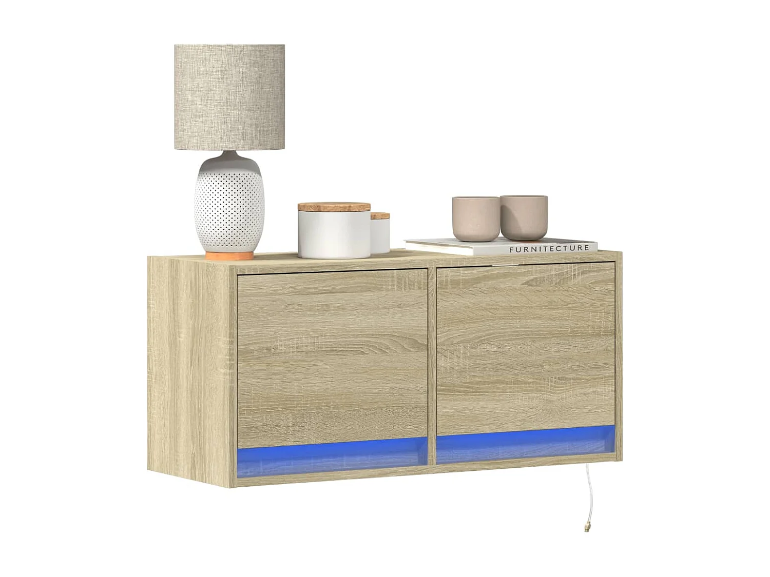 Tv-wandmeubel met LED-verlichting 80x31x35 cm sonoma eikenkleur