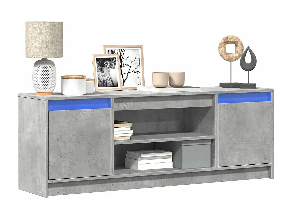 Meuble TV avec LED gris béton 139,5x34x50 cm bois d'ingénierie