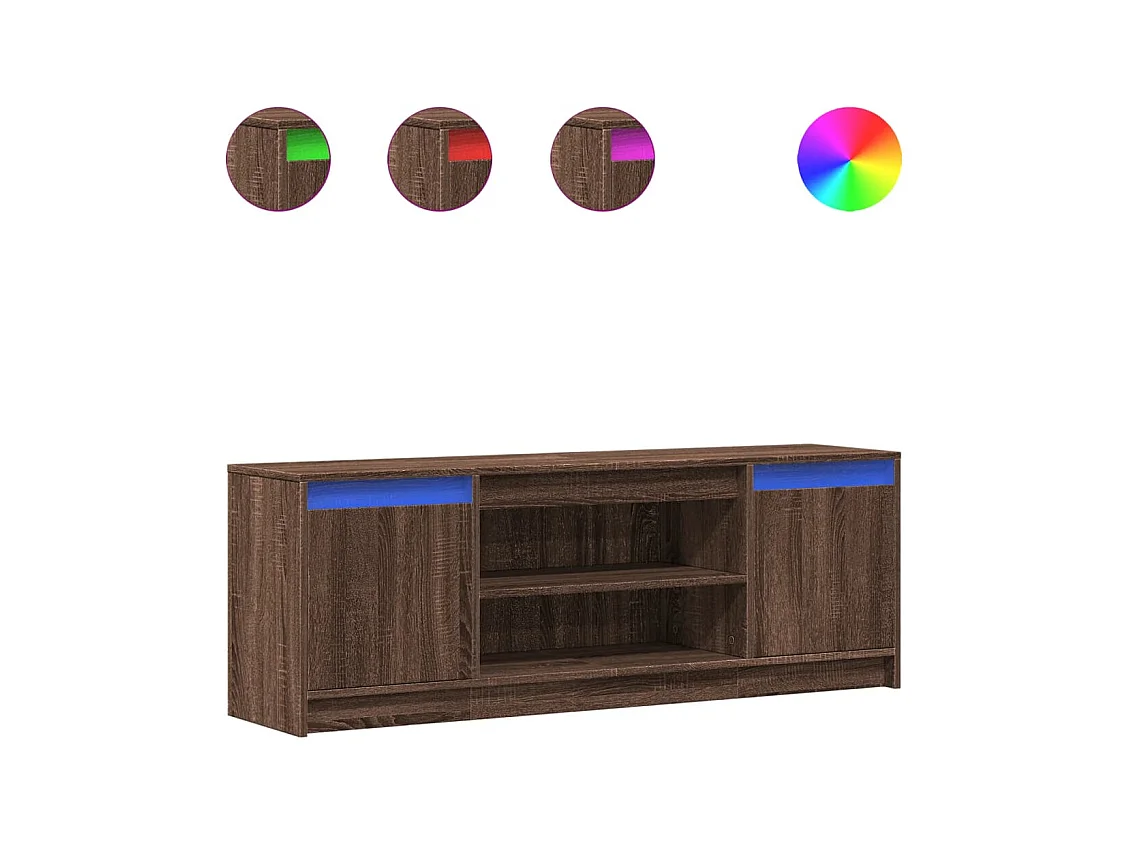 Mobile Porta TV con LED Rovere Marrone 139,5x34x50cm Truciolato