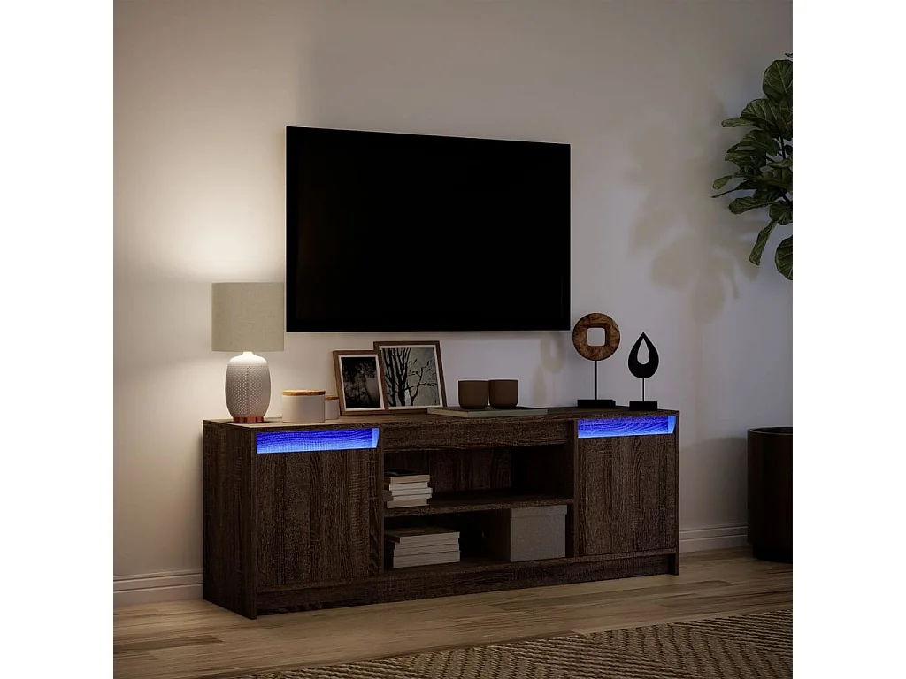 Mobile Porta TV con LED Rovere Marrone 139,5x34x50cm Truciolato