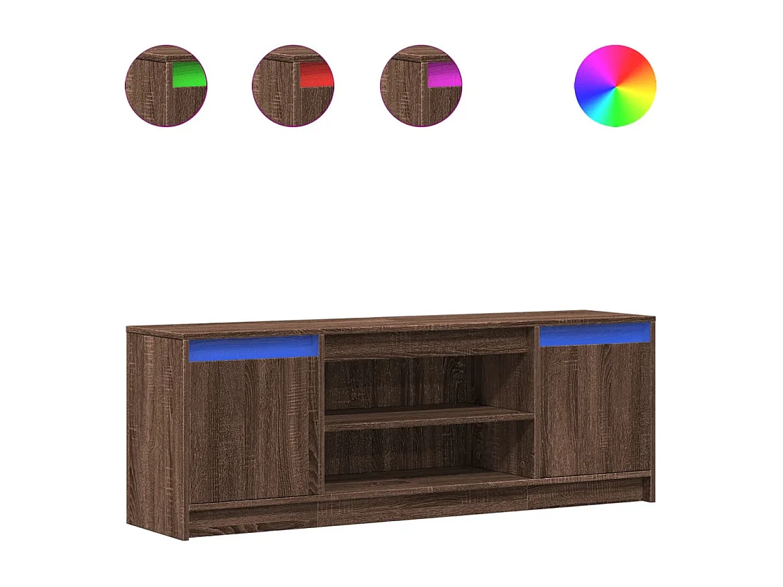 Mobile Porta TV con LED Rovere Marrone 139,5x34x50cm Truciolato