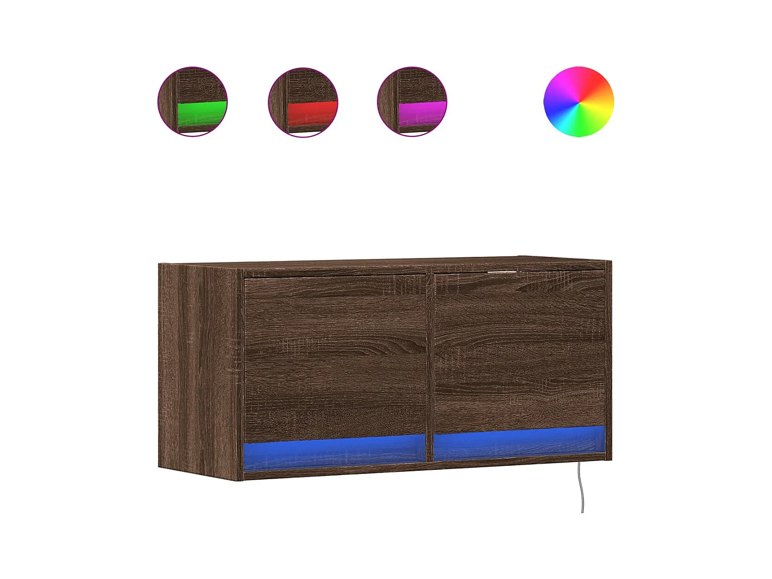 Tv-wandmeubel met LED-verlichting 80x31x35 cm bruin eikenkleur