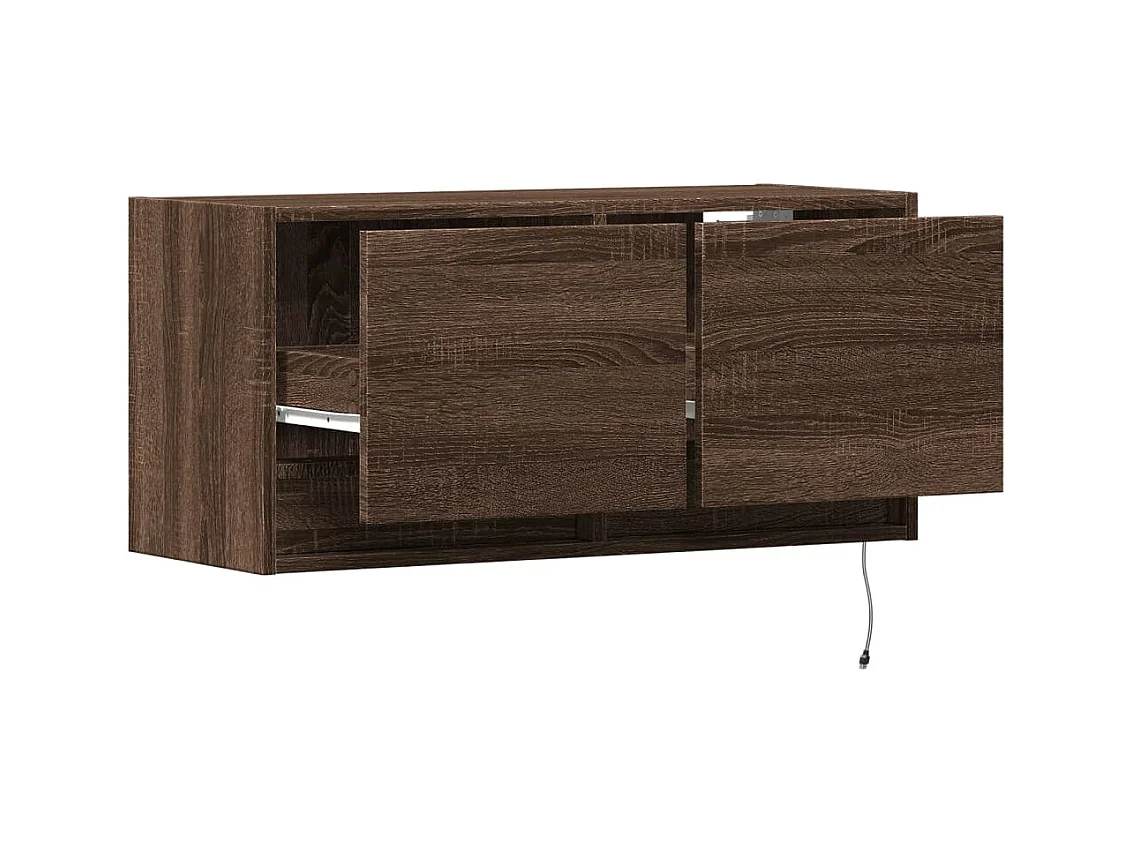 Tv-wandmeubel met LED-verlichting 80x31x35 cm bruin eikenkleur