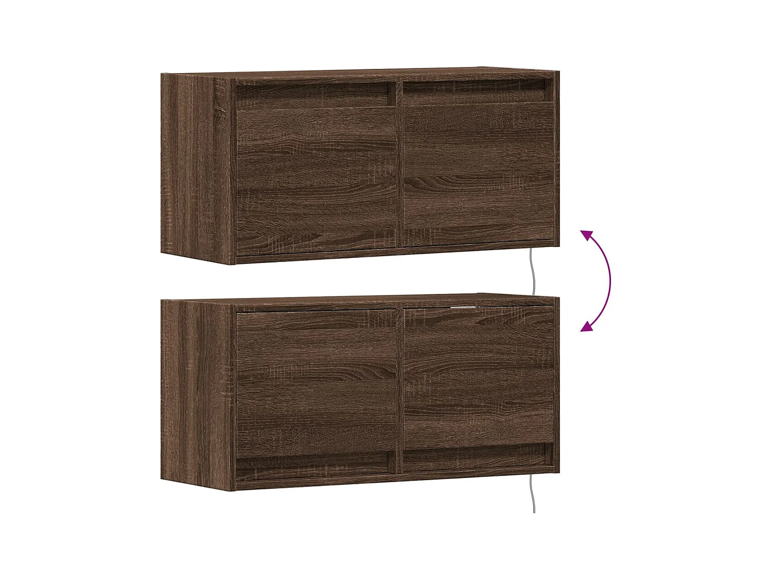 Tv-wandmeubel met LED-verlichting 80x31x35 cm bruin eikenkleur