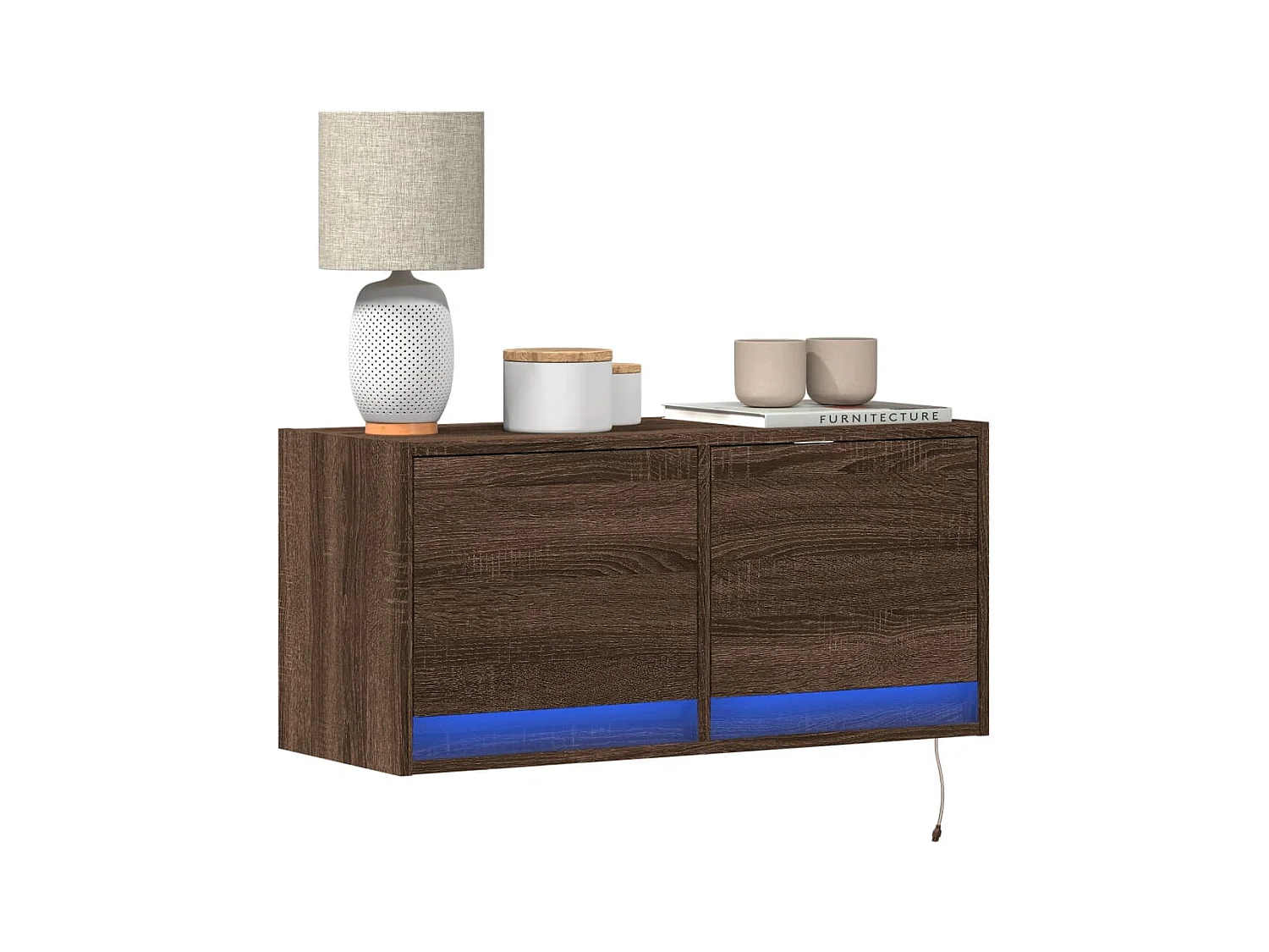 Meuble TV mural avec lumières LED chêne marron 80x31x35 cm