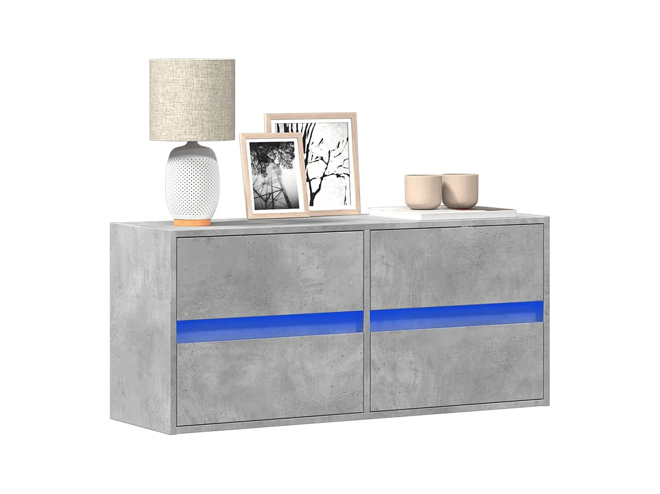 Meuble TV mural avec lumières LED gris béton 100x31x45 cm