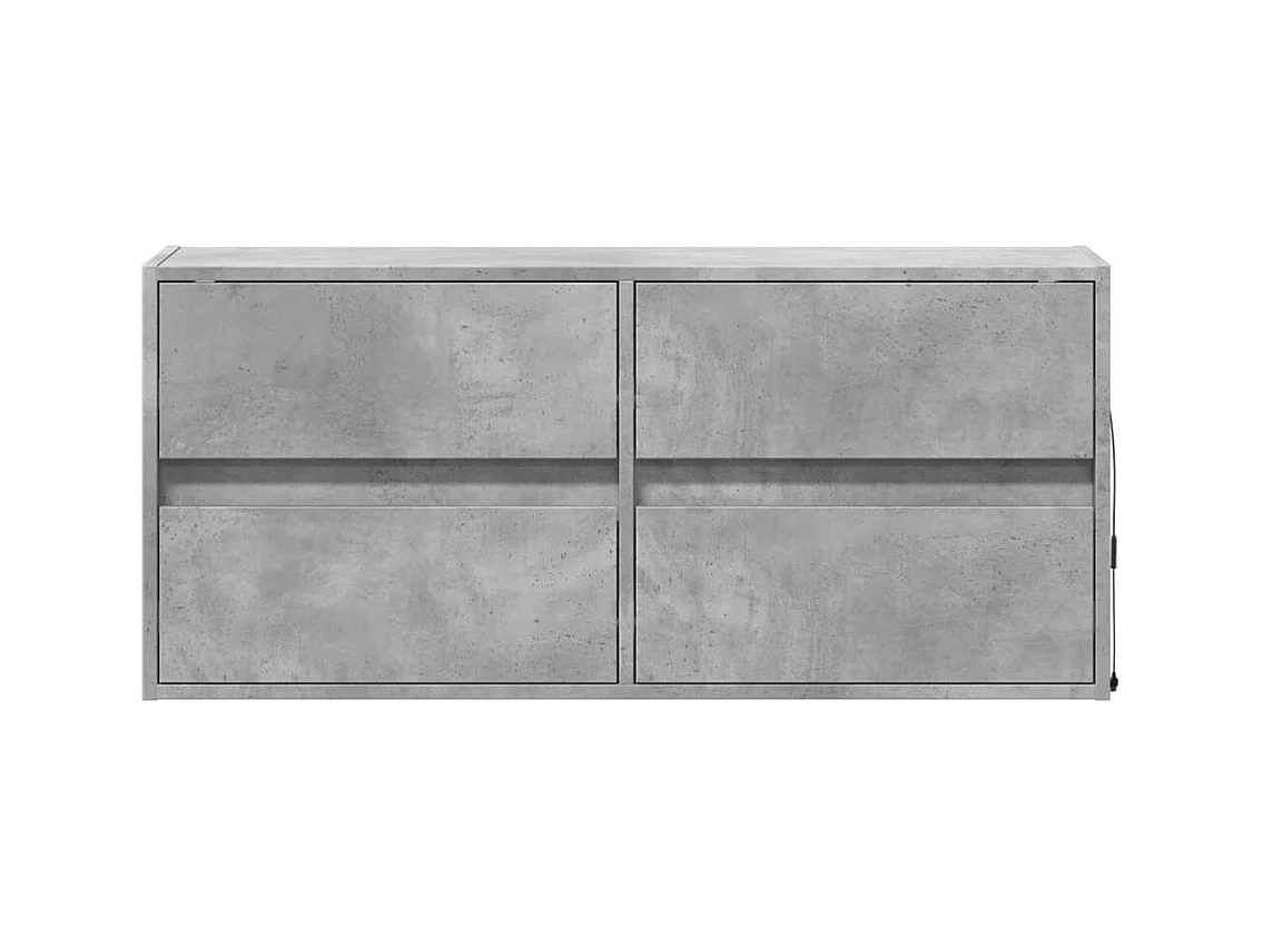 Mueble de TV de pared con luces LED gris hormigón 100x31x45 cm