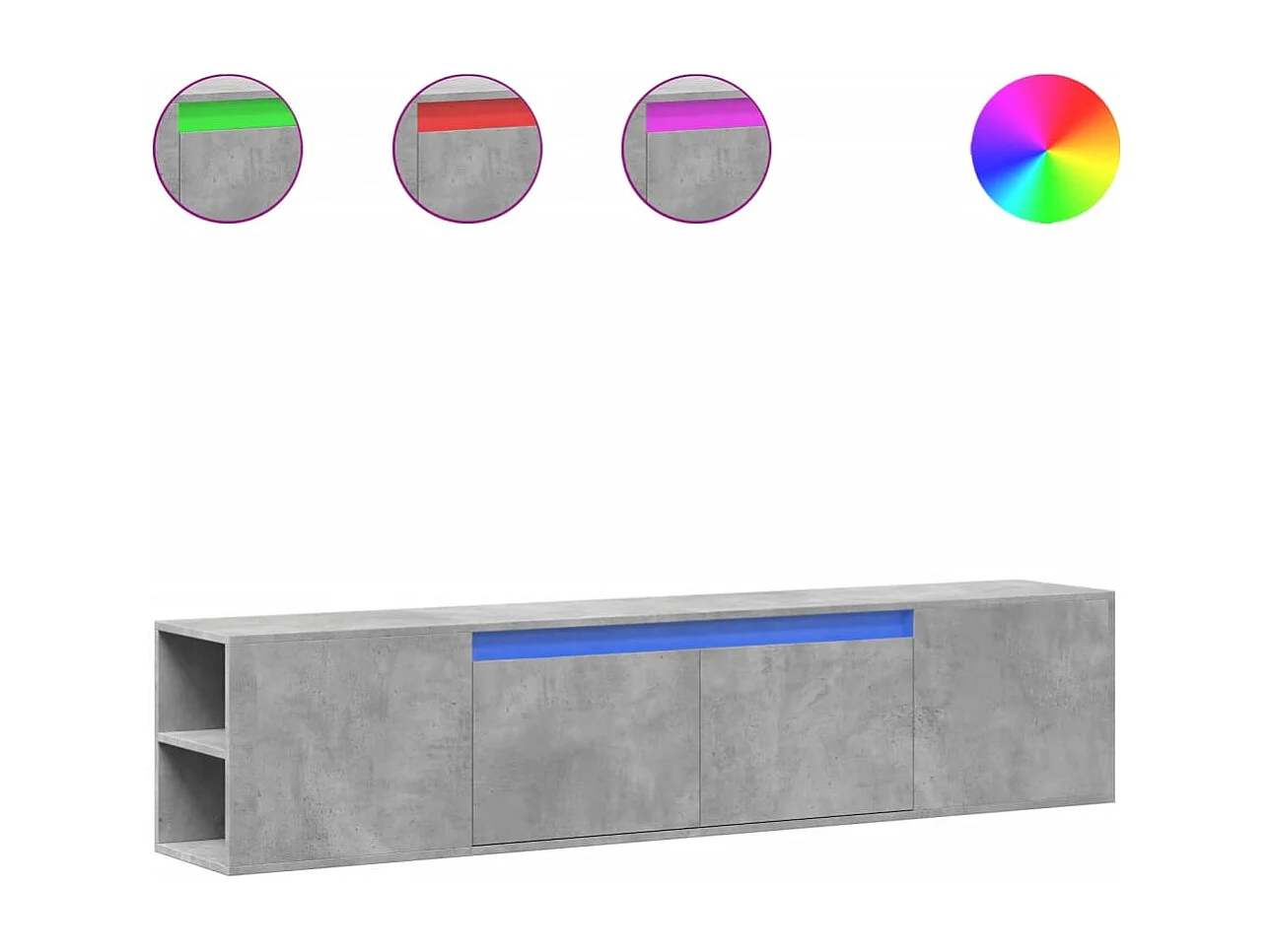 Móvel de parede p/ TV c/ luzes LED 180x31x39,5 cm cinza cimento