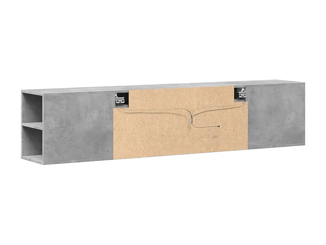 Móvel de parede p/ TV c/ luzes LED 180x31x39,5 cm cinza cimento