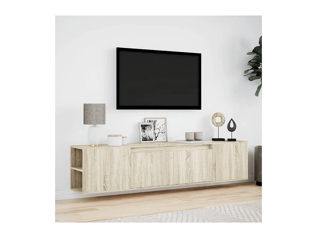 Meuble TV mural avec LED chêne sonoma 180x31x39,5 cm