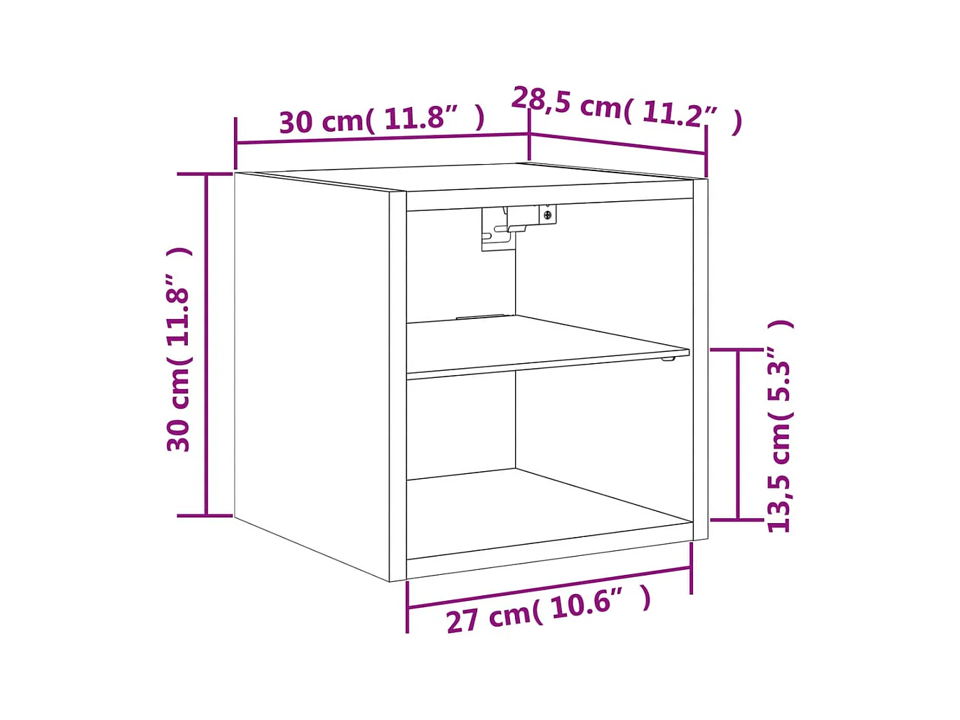 Mueble de TV de pared con luces LED roble Sonoma 30x28,5x30 cm