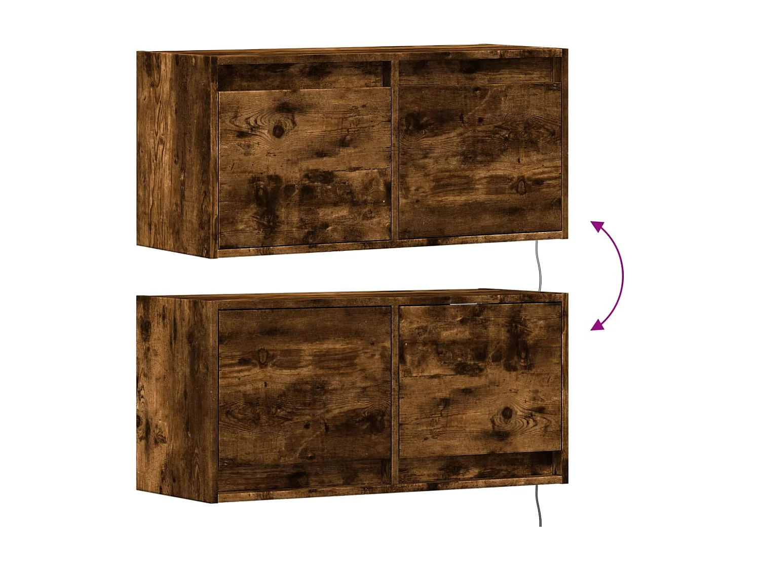 Mobile TV a Parete con Luci LED Rovere Fumo 80x31x35 cm