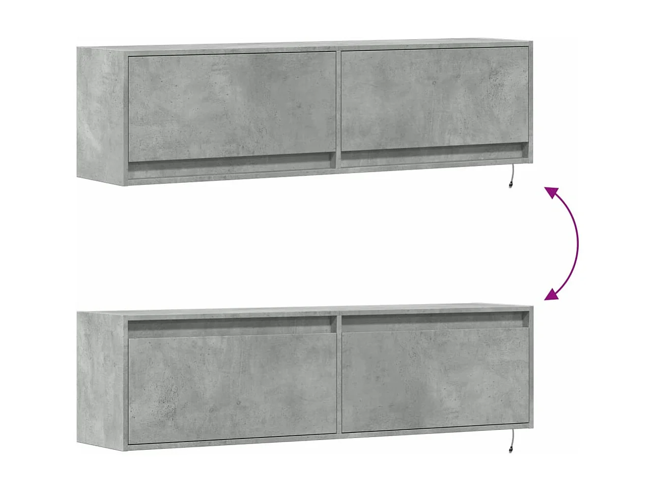 TV-Wandschrank mit LED-Beleuchtung Betongrau 140x31x38 cm