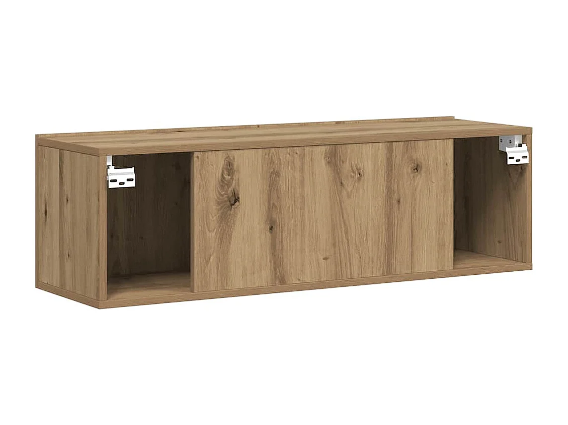 Meuble TV mural chêne artisanal 100x30x30 cm bois d'ingénierie