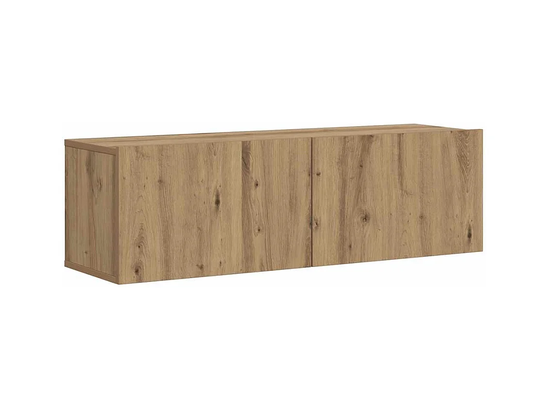 Meuble TV mural chêne artisanal 100x30x30 cm bois d'ingénierie