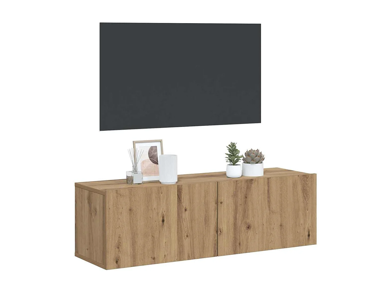 Tv-wandmeubel 100x30x30 cm bewerkt hout artisanaal eikenkleurig