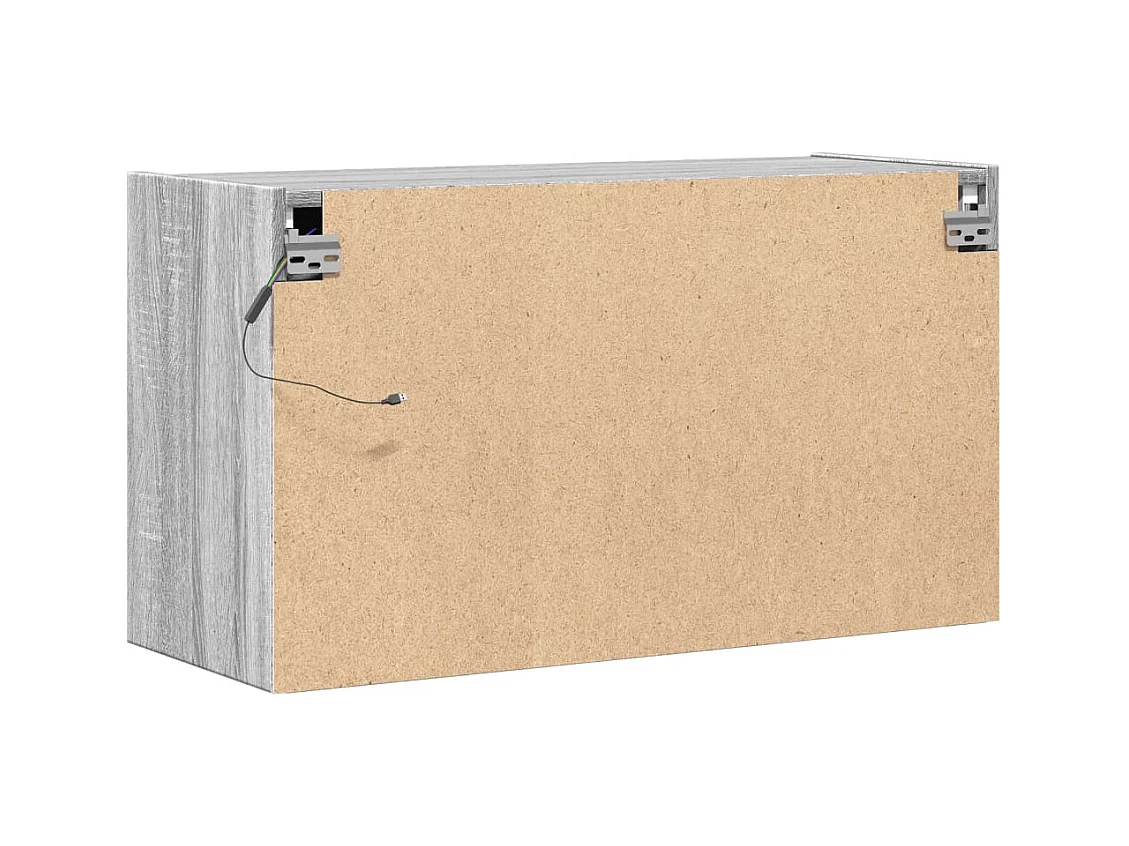 Meuble TV mural avec lumières LED sonoma gris 80x31x45 cm