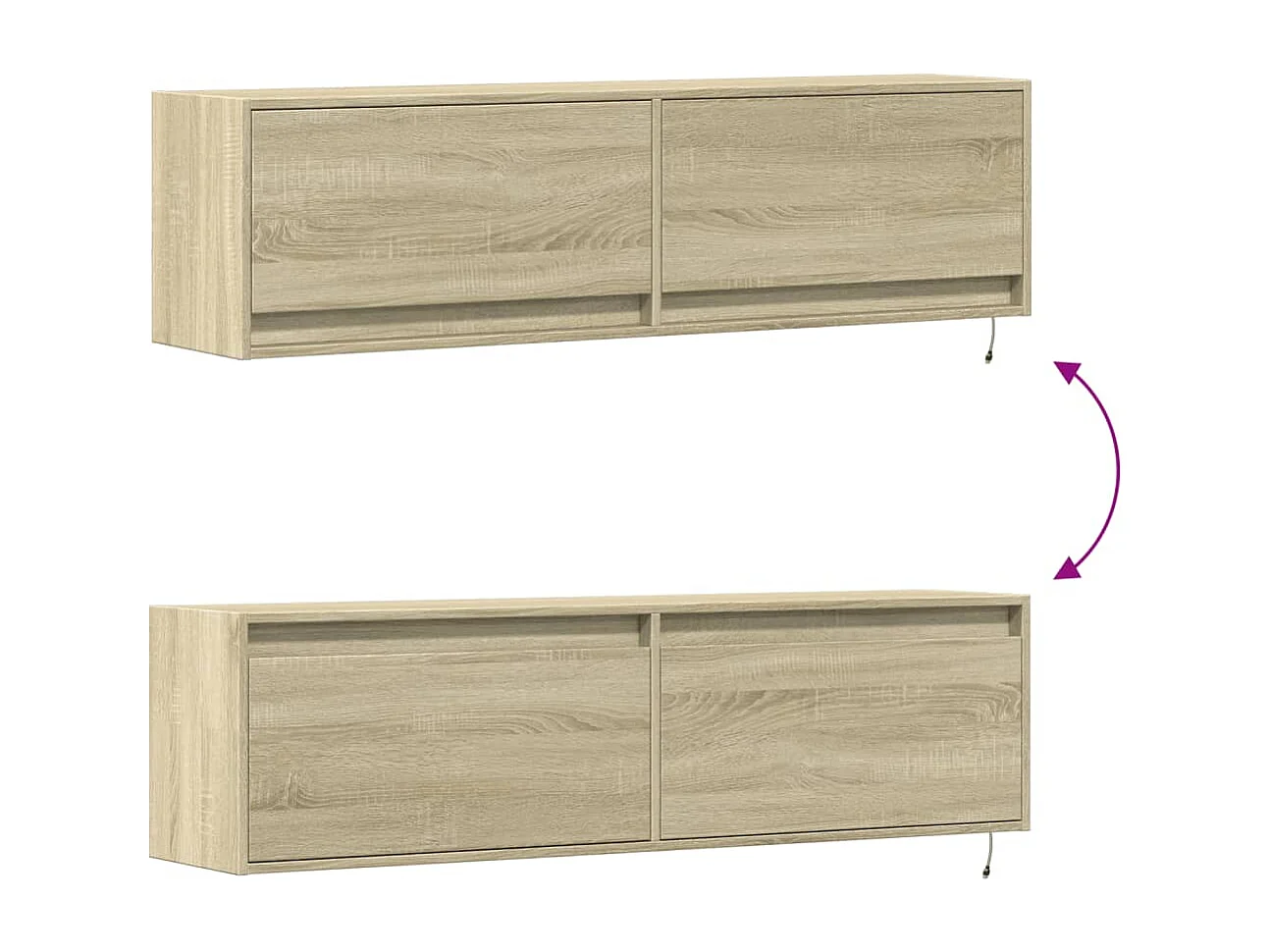 Meuble TV mural avec lumières LED chêne sonoma 140x31x38 cm