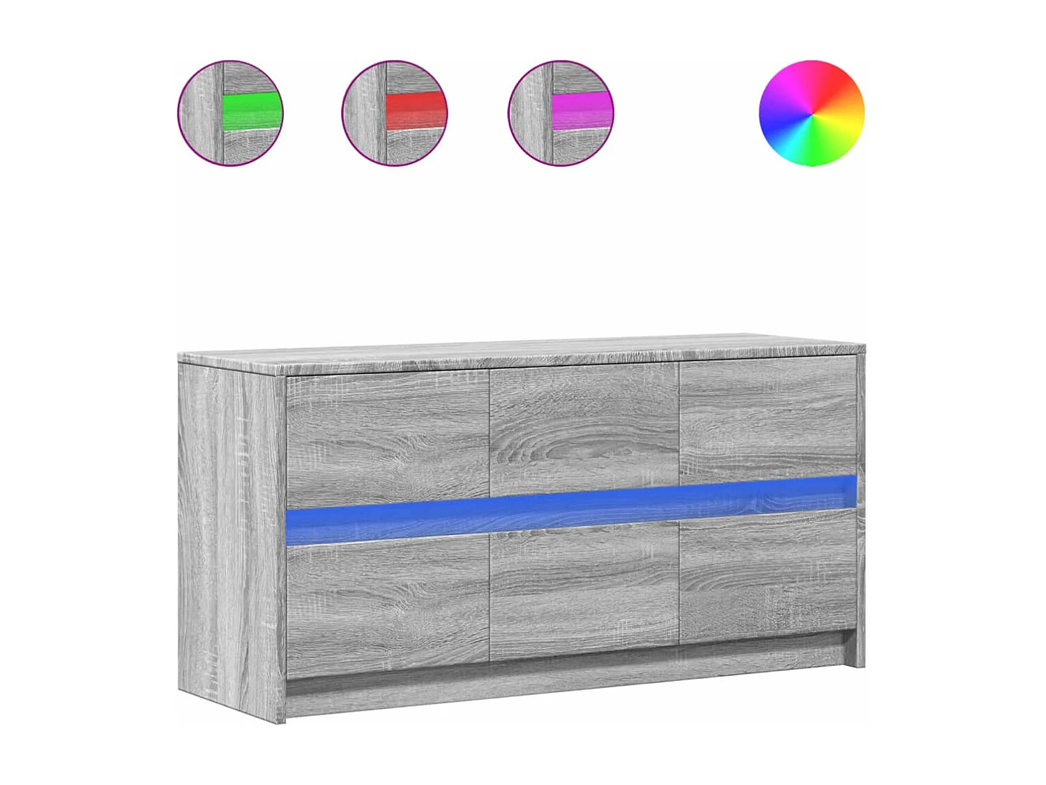 Tv-meubel met LED 100x34x50 cm bewerkt hout grijs sonoma eiken