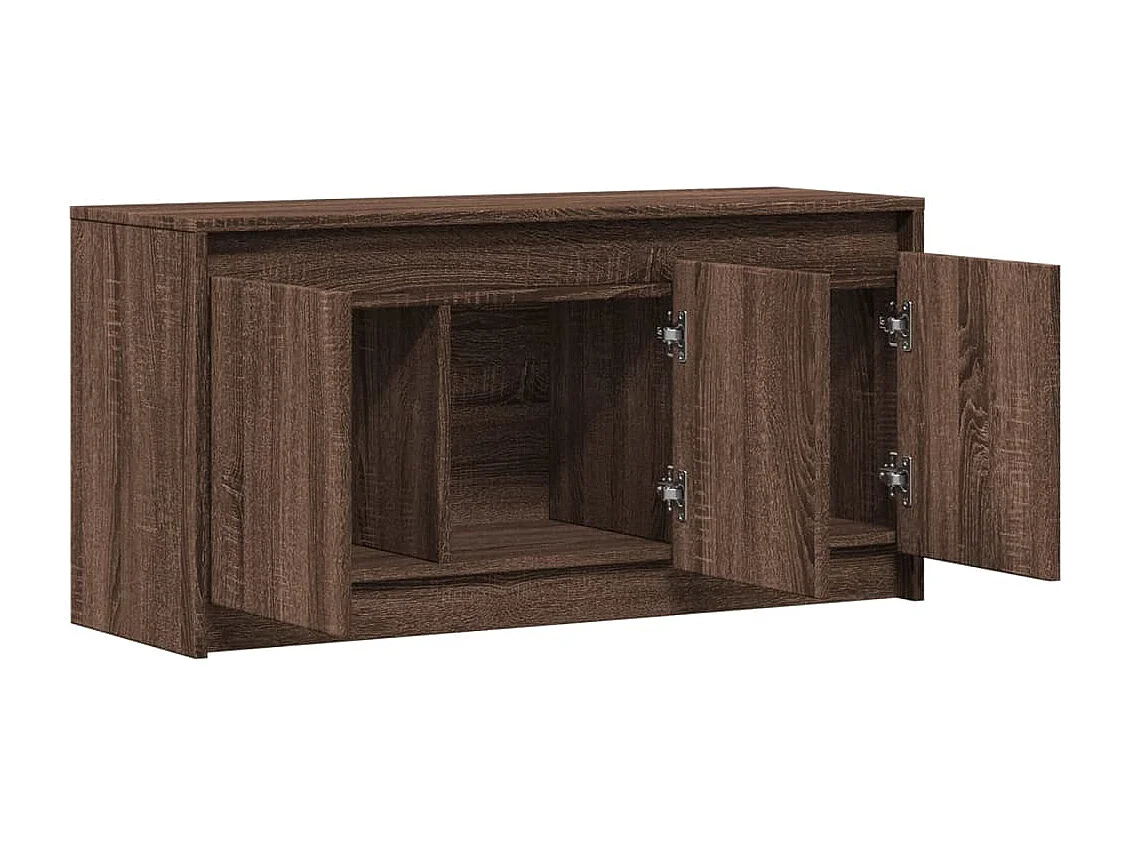 Tv-meubel met LED 100x34x50 cm bewerkt hout bruin eikenkleurig