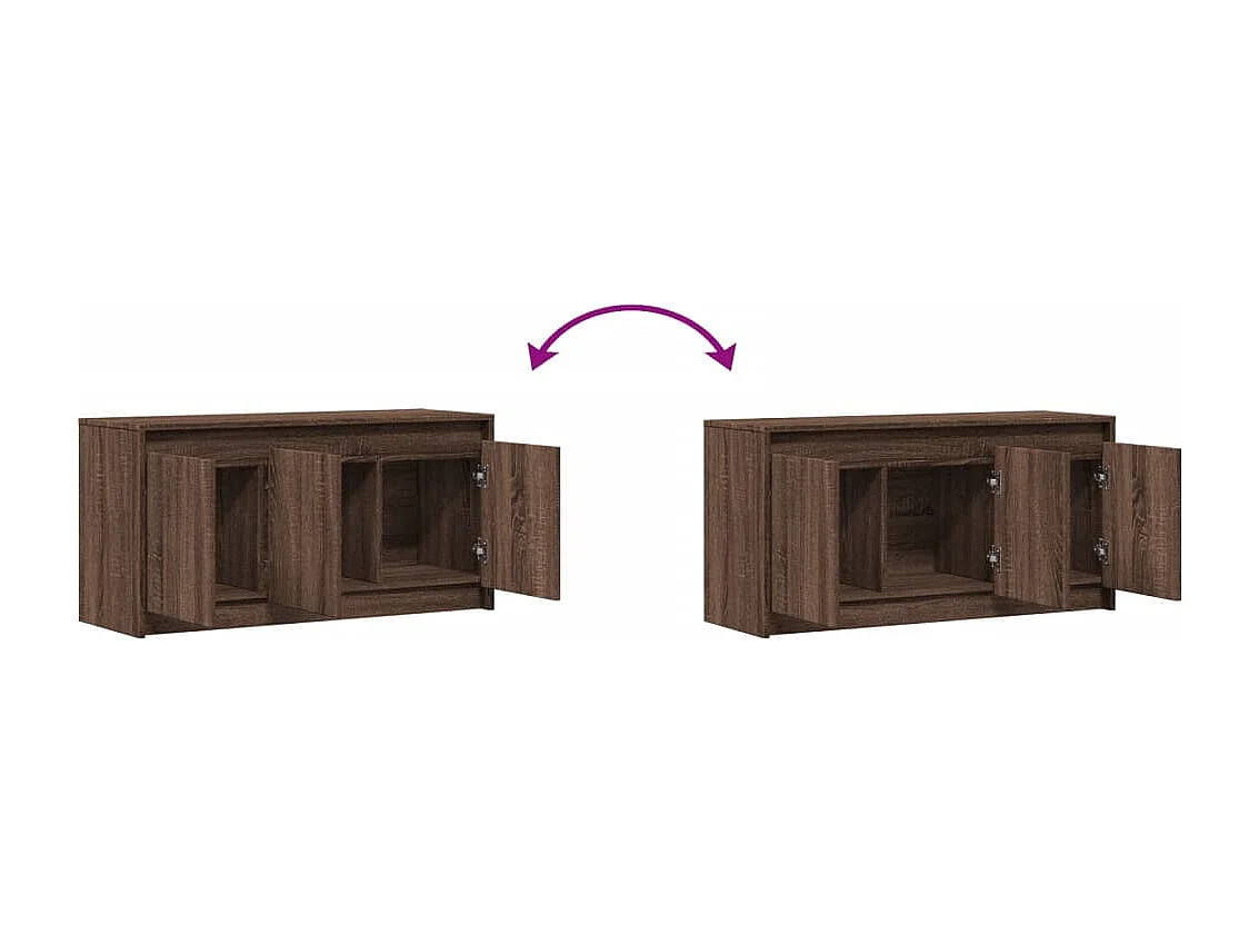 Tv-meubel met LED 100x34x50 cm bewerkt hout bruin eikenkleurig