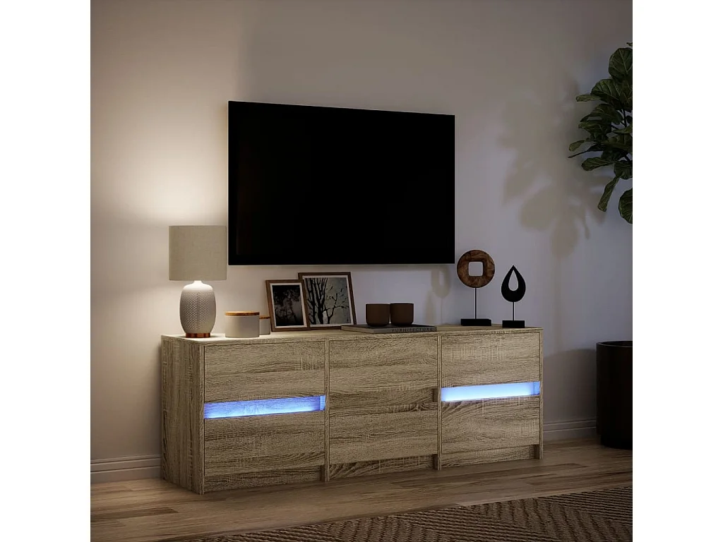 Mobile Porta TV con LED Rovere Sonoma 140x34x50cm in Truciolato