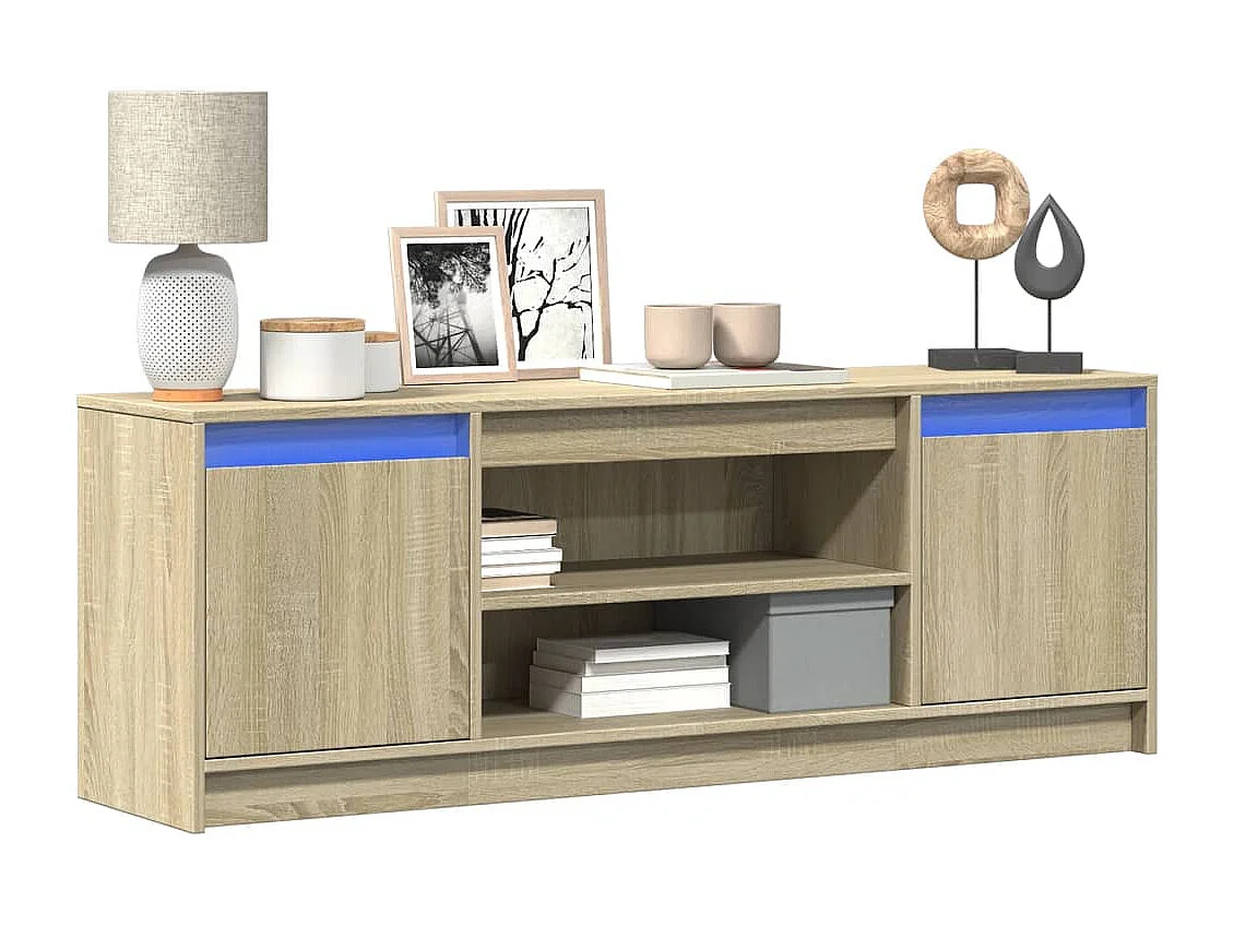 TV-Schrank mit LED-Beleuchtung Sonoma-Eiche 139,5x34x50 cm