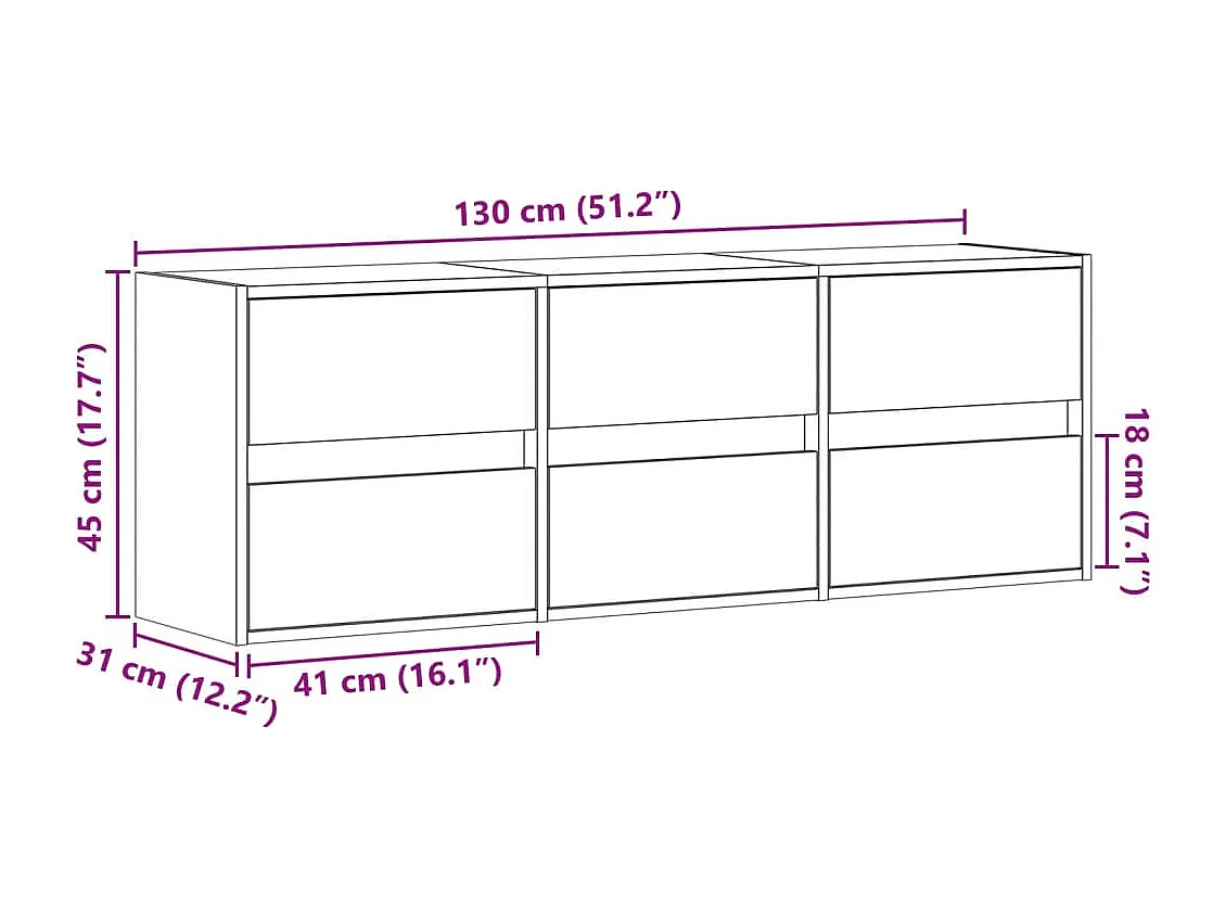 TV-Wandschrank mit LED-Beleuchtung Weiß 130x31x45 cm
