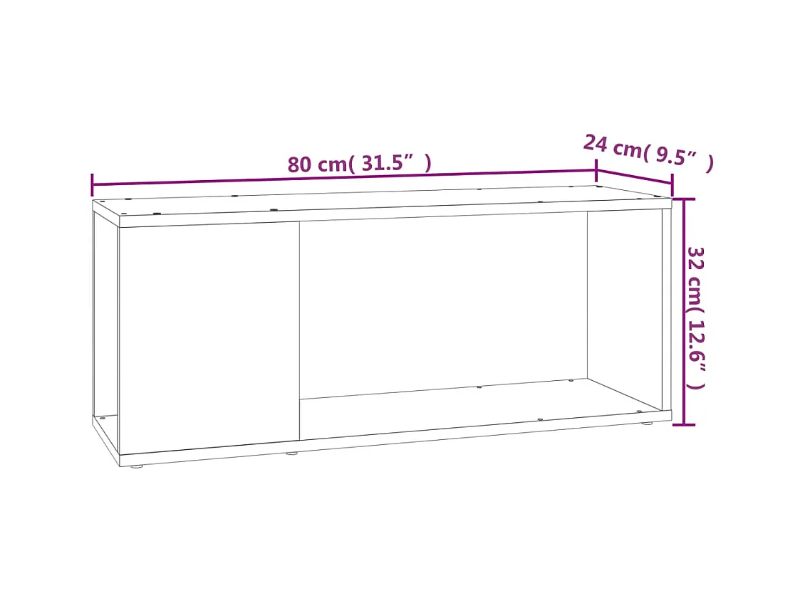 Tv-meubel 80x24x32 cm bewerkt hout betongrijs