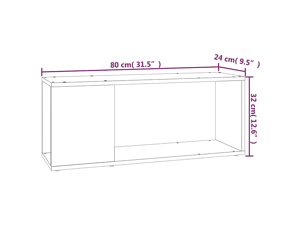 Tv-meubel 80x24x32 cm bewerkt hout betongrijs