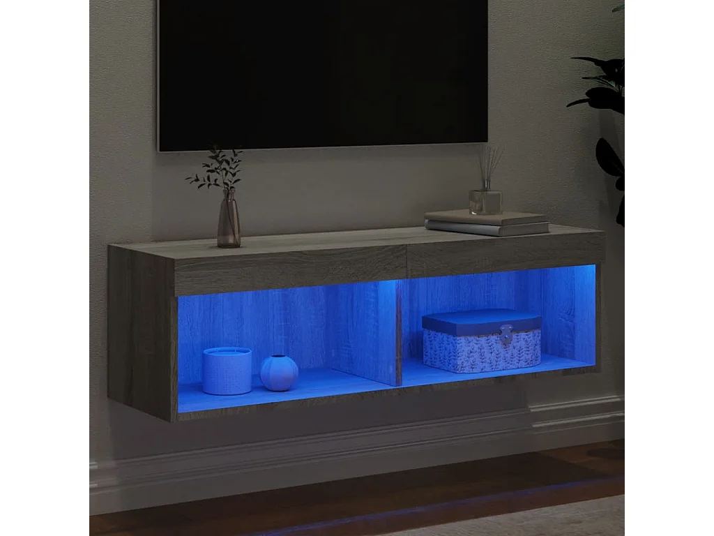 Meuble TV avec lumières LED sonoma gris 100x30x30 cm