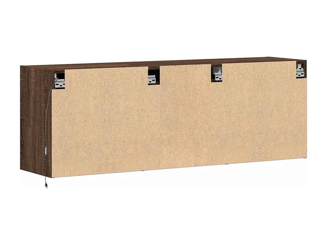 Meuble TV mural avec lumières LED chêne marron 130x31x45 cm