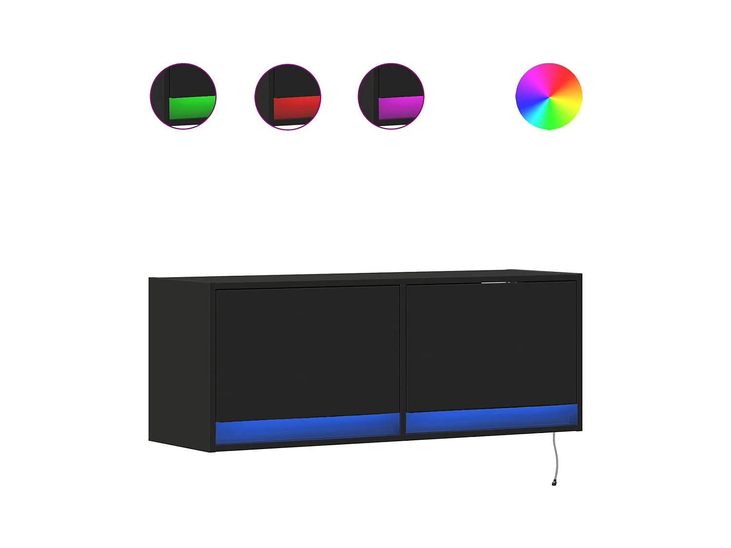 Tv-wandmeubel met LED-verlichting 100x31x35 cm zwart