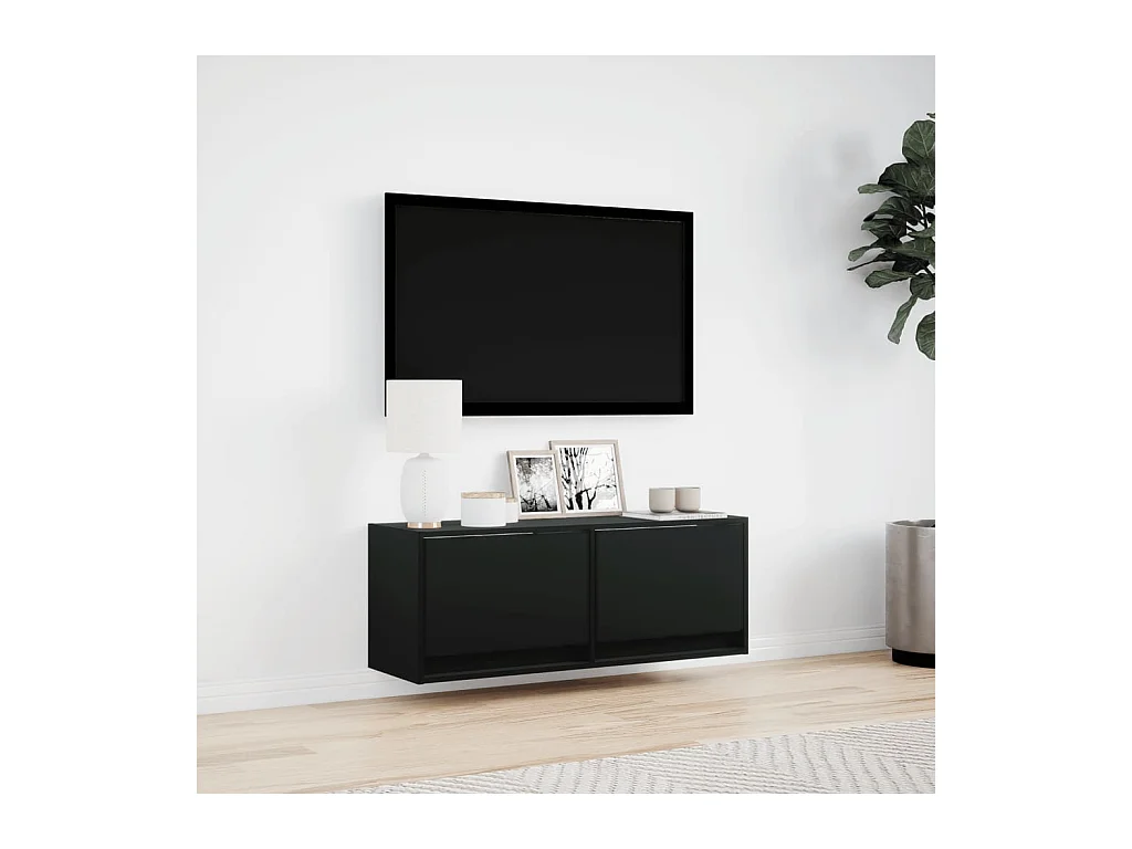 Tv-wandmeubel met LED-verlichting 100x31x35 cm zwart