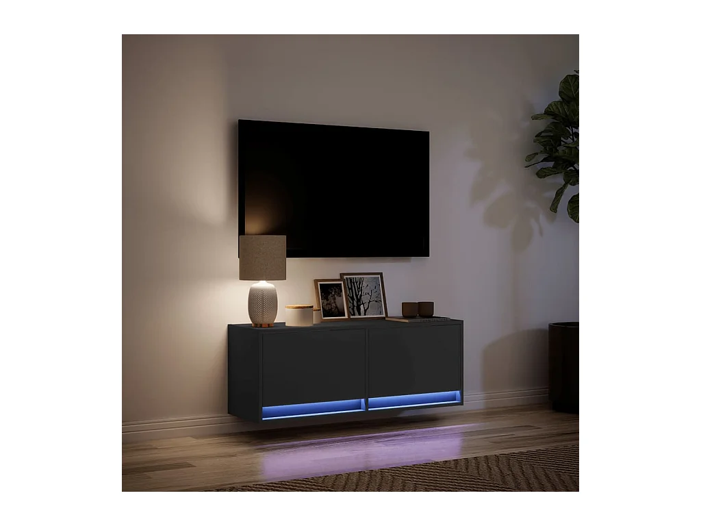 Tv-wandmeubel met LED-verlichting 100x31x35 cm zwart