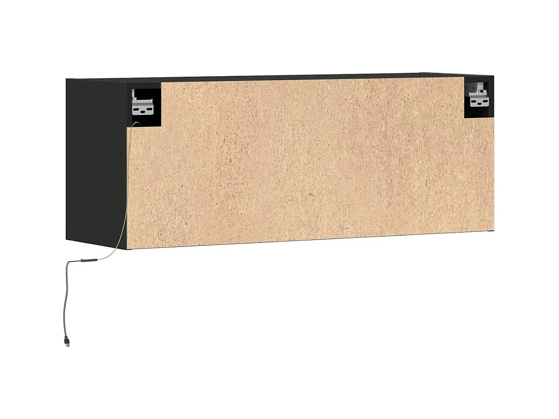 Tv-wandmeubel met LED-verlichting 100x31x35 cm zwart