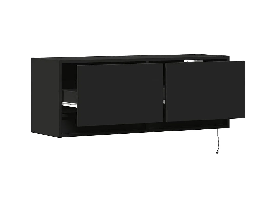 Tv-wandmeubel met LED-verlichting 100x31x35 cm zwart