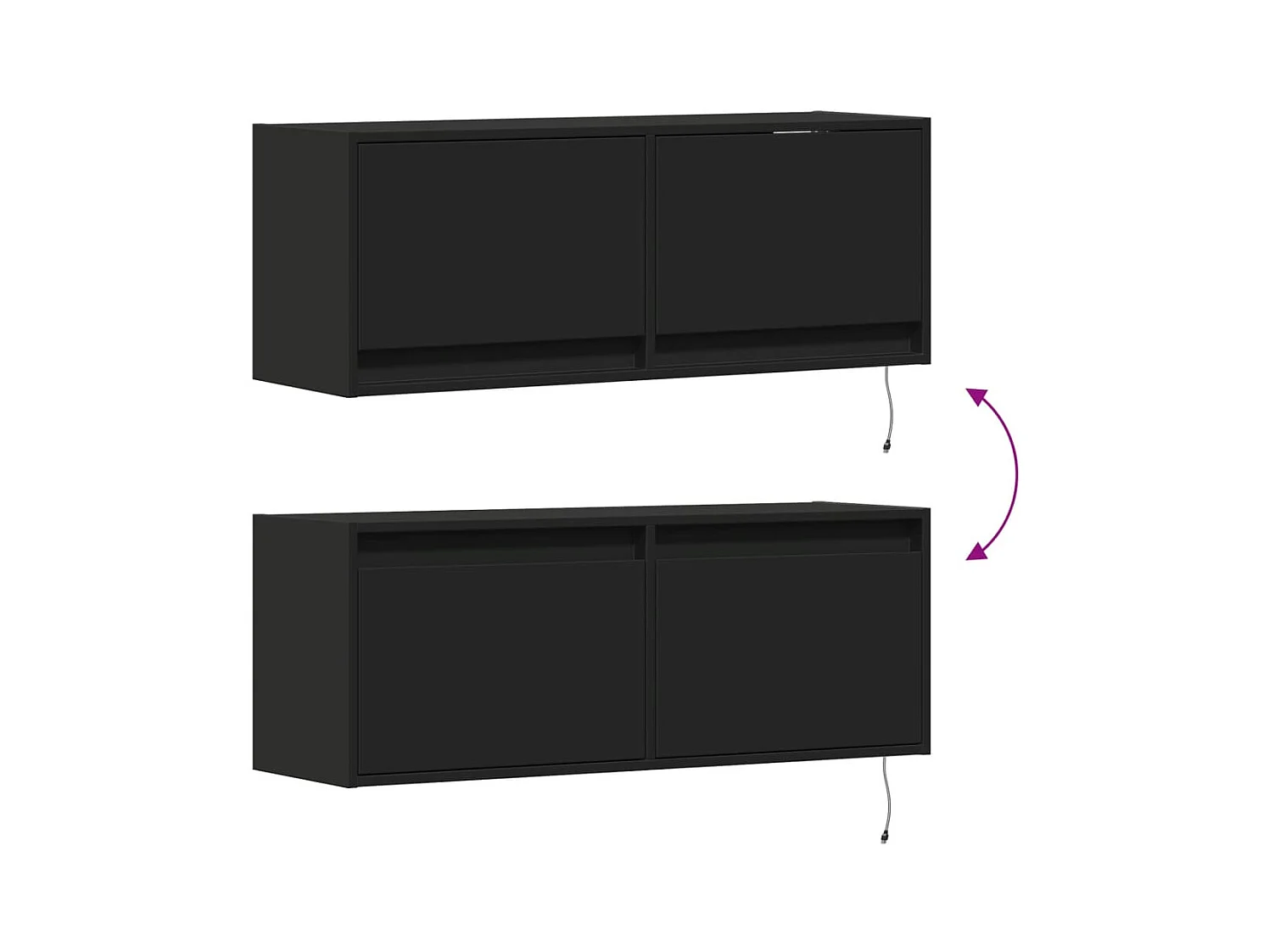 Tv-wandmeubel met LED-verlichting 100x31x35 cm zwart