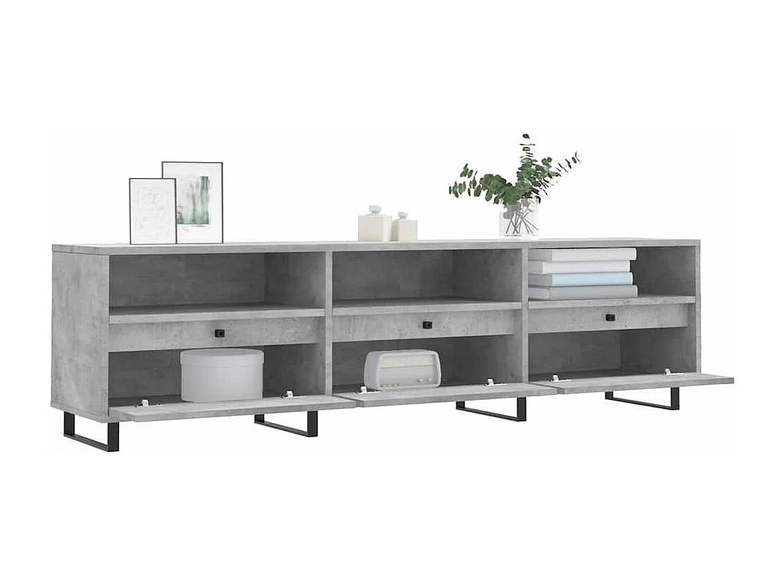 Meuble TV gris béton 150x30x44,5 cm bois d'ingénierie