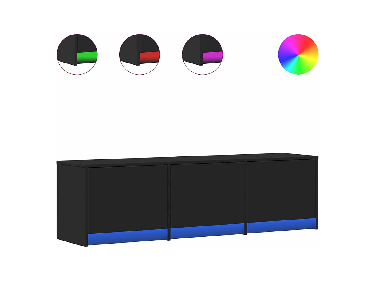 Mueble de TV con LED madera de ingeniería negro 140x34x40 cm