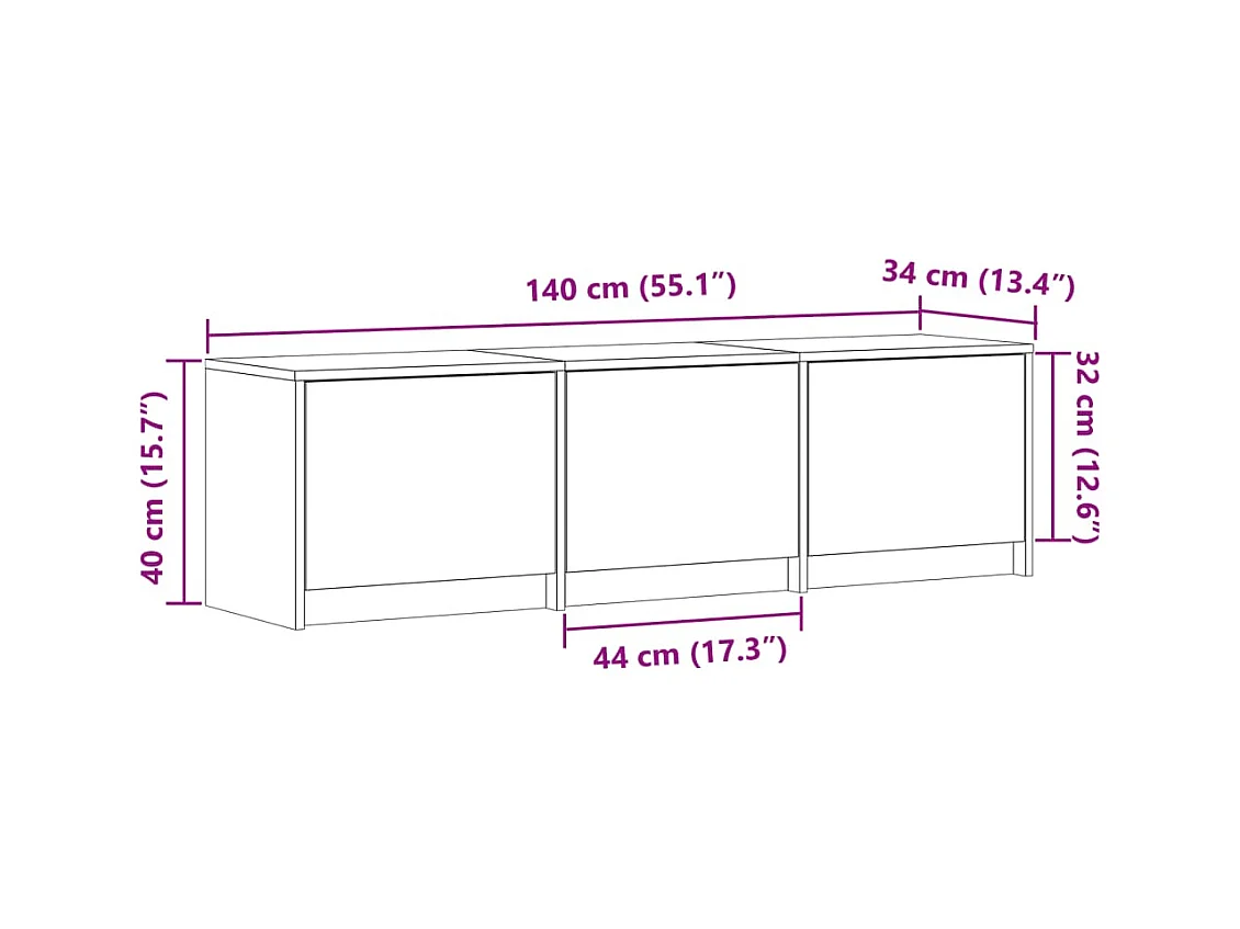 Mueble de TV con LED madera de ingeniería negro 140x34x40 cm
